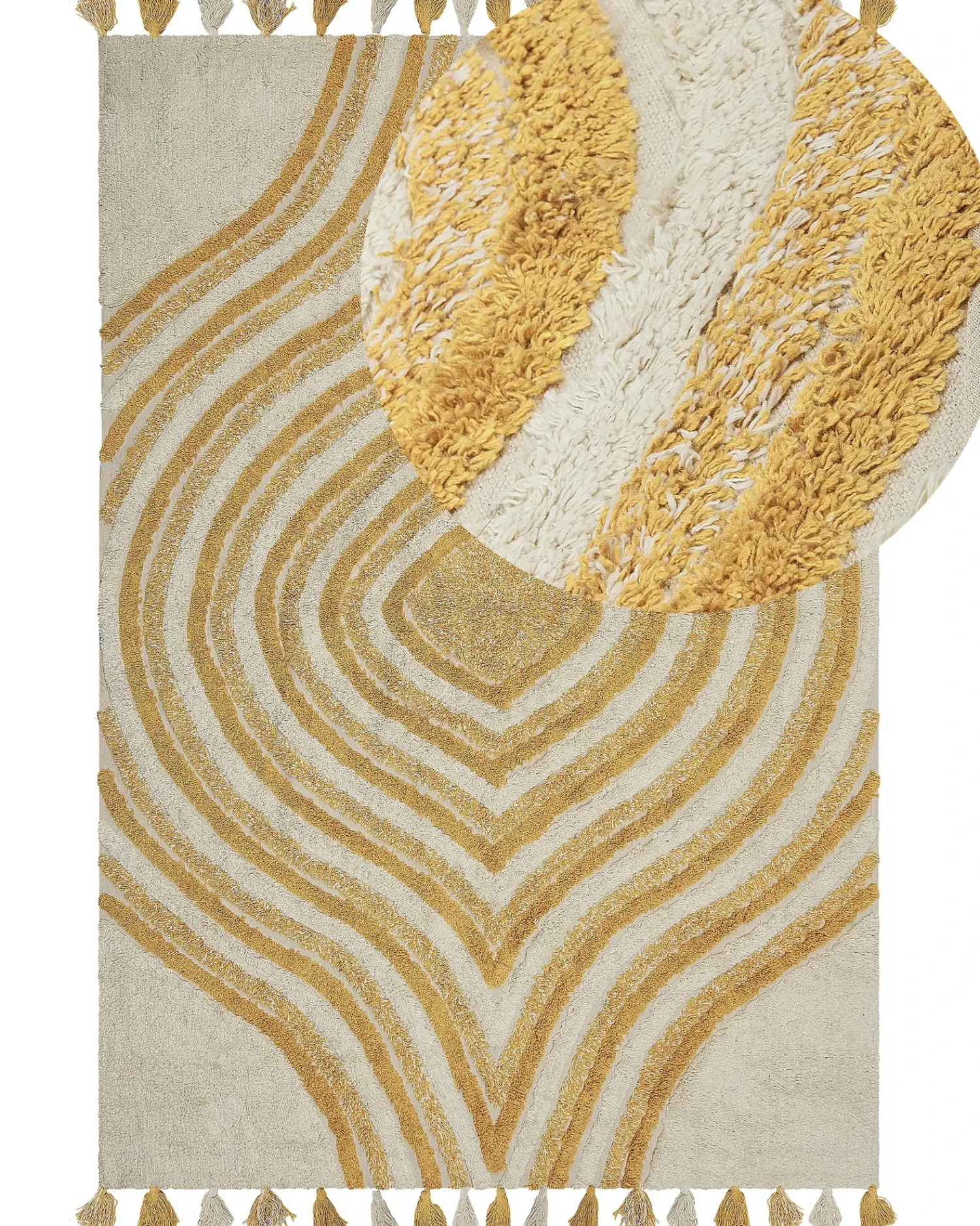 Hot Beliani Tappeto BINGOL Giallo Cotone Beige Giallo
