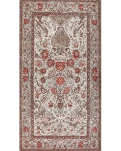 Clearance Beliani Tappeto BINNISZ Rosso 80 x 150 cm Cotone Beige Rosso Verde Multicolore