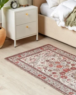 Clearance Beliani Tappeto BINNISZ Rosso 80 x 150 cm Cotone Beige Rosso Verde Multicolore