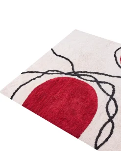 Discount Beliani Tappeto BOLAT Beige Cotone Beige Rosso Marrone Nero