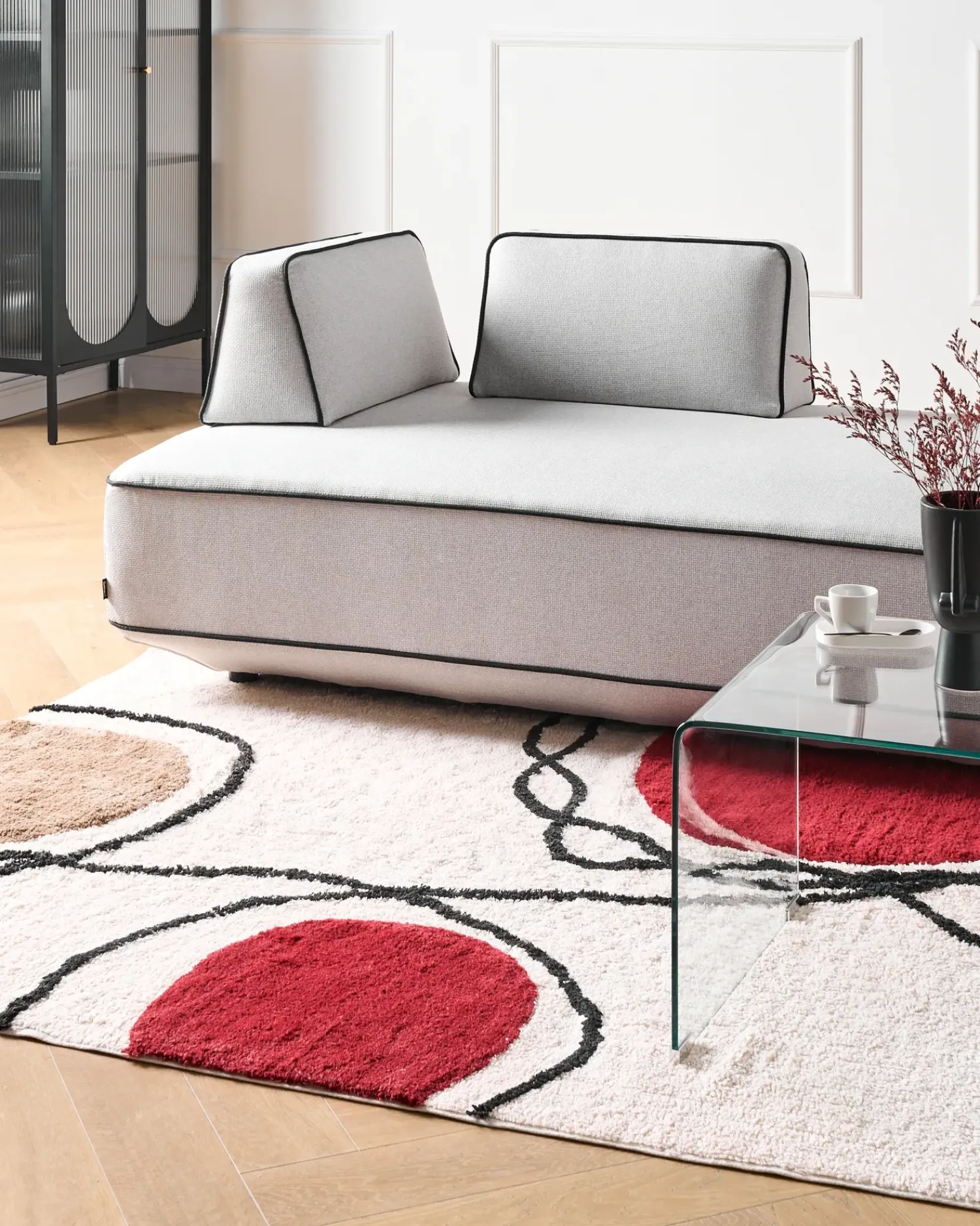 Discount Beliani Tappeto BOLAT Beige Cotone Beige Rosso Marrone Nero