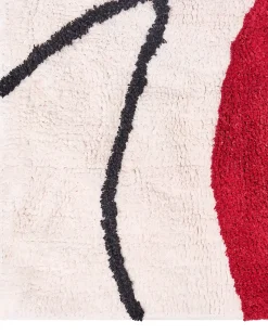 Online Beliani Tappeto BOLAT Beige Cotone Beige Rosso Marrone Nero