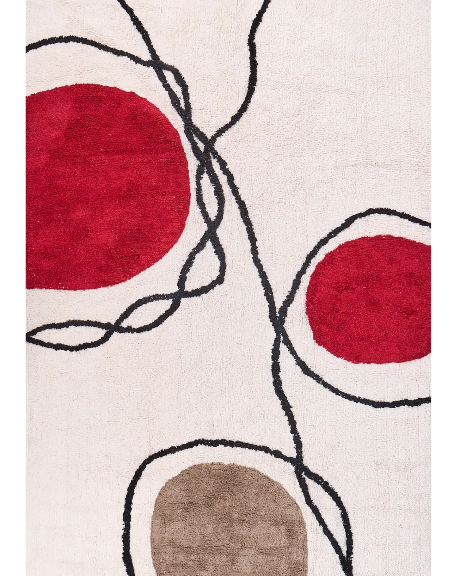 Online Beliani Tappeto BOLAT Beige Cotone Beige Rosso Marrone Nero