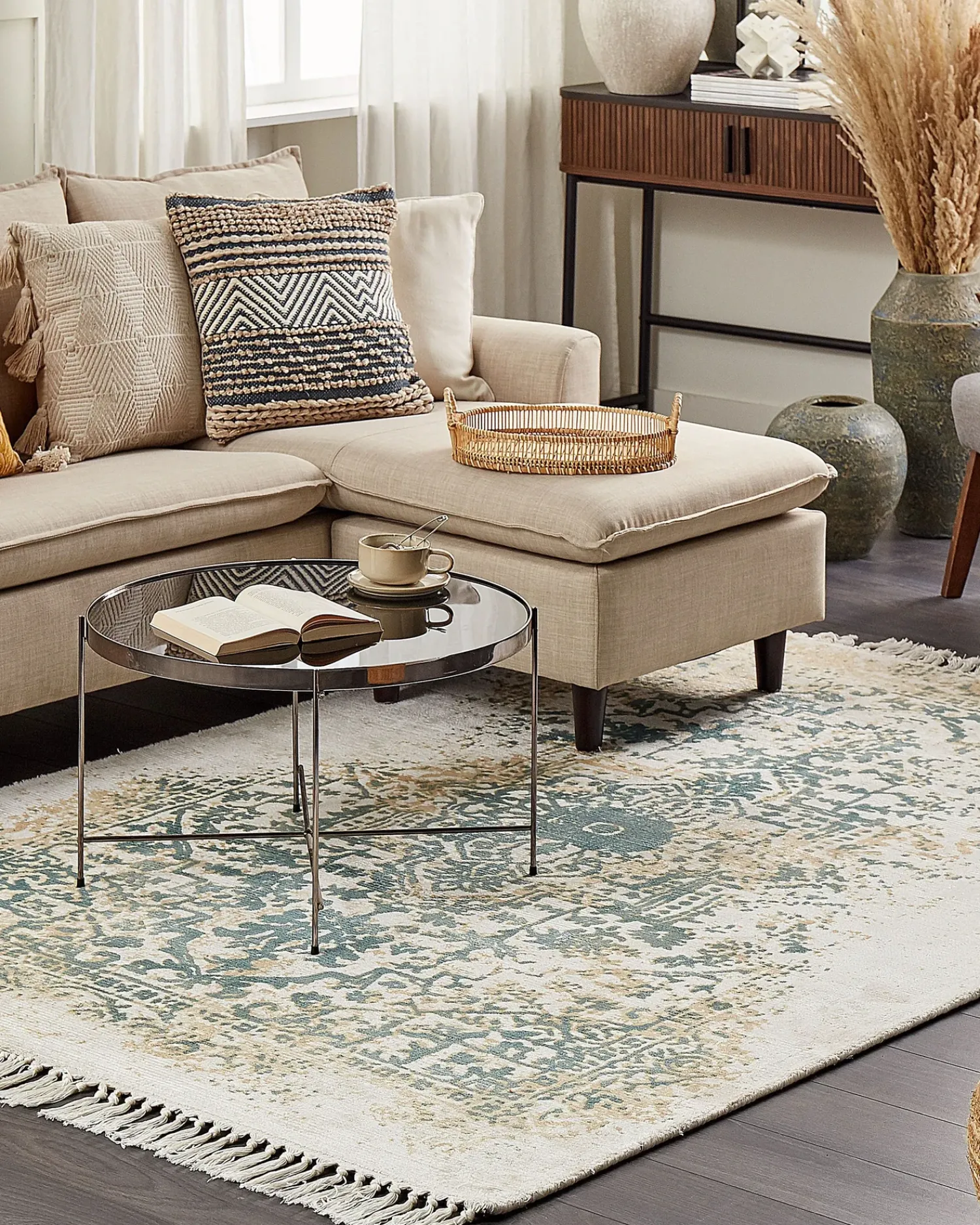 Best Beliani Tappeto BOYALI Beige chiaro Viscosa Beige Verde
