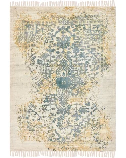 Best Beliani Tappeto BOYALI Verde scuro Viscosa Beige Giallo Verde