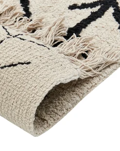 Beliani Tappeto BOZKIR Beige 160 x 230 cm Cotone Beige Nero
