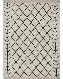 Beliani Tappeto BOZKIR Beige 160 x 230 cm Cotone Beige Nero