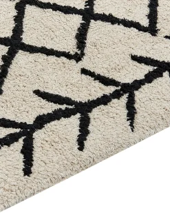 Beliani Tappeto BOZKIR Beige 160 x 230 cm Cotone Beige Nero