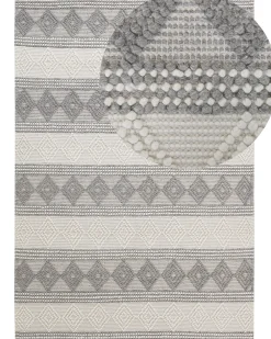 New Beliani Tappeto BOZOVA Beige chiaro Lana Beige Grigio