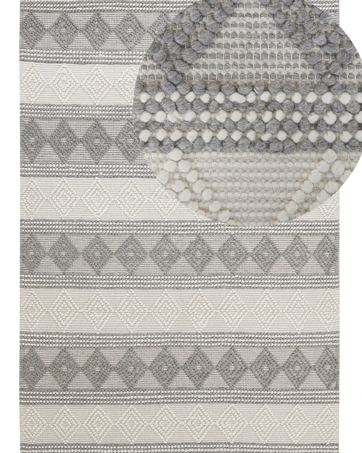 New Beliani Tappeto BOZOVA Beige chiaro Lana Beige Grigio