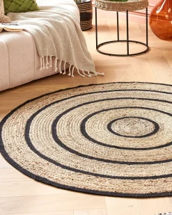 Outlet Beliani Tappeto BUKSE Beige ø 140 cm Iuta Beige Nero