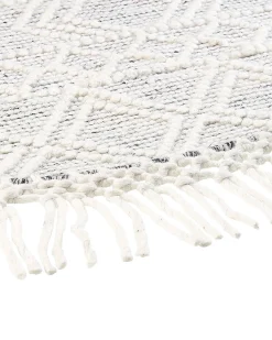 Hot Beliani Tappeto BULDAN Grigio ø 140 cm Lana Bianco Grigio