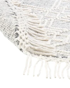 Hot Beliani Tappeto BULDAN Grigio ø 140 cm Lana Bianco Grigio