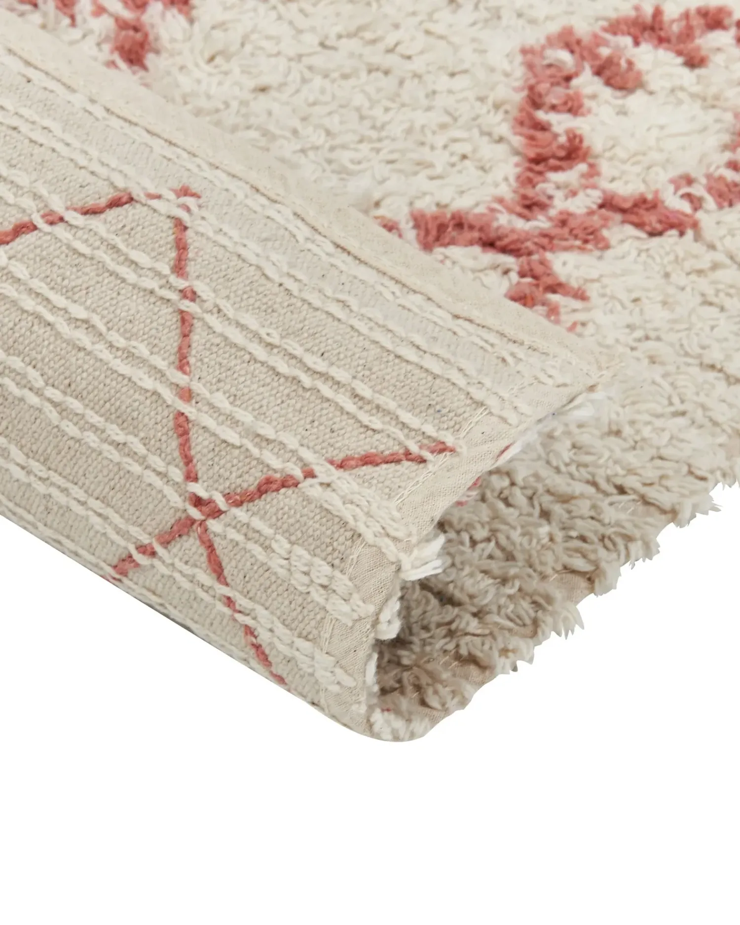 Clearance Beliani Tappeto BUXAR Beige Cotone Beige Rosa