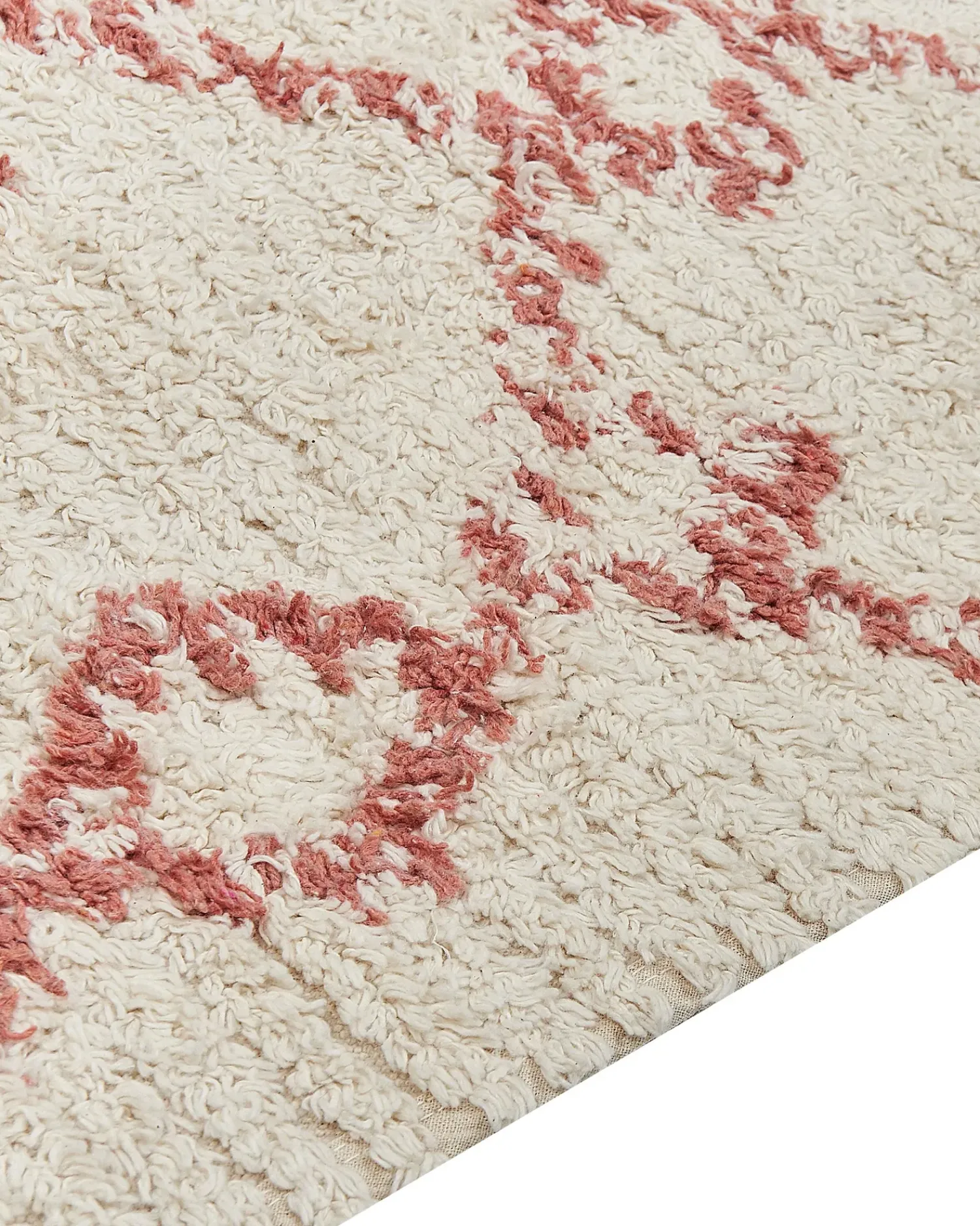 Clearance Beliani Tappeto BUXAR Beige Cotone Beige Rosa