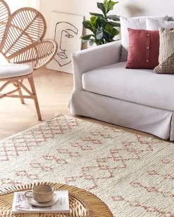 Clearance Beliani Tappeto BUXAR Beige Cotone Beige Rosa