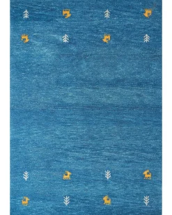 Clearance Beliani Tappeto CALTI Blu scuro 160 x 230 cm Lana Persiano Giallo Blu Grigio