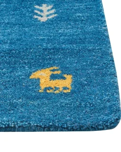 Clearance Beliani Tappeto CALTI Blu scuro 160 x 230 cm Lana Persiano Giallo Blu Grigio
