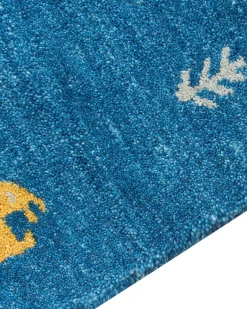 Clearance Beliani Tappeto CALTI Blu scuro 160 x 230 cm Lana Persiano Giallo Blu Grigio