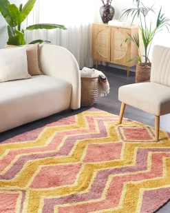 Sale Beliani Tappeto CANAKKALE Multicolore Cotone Giallo Rosso Viola Multicolore
