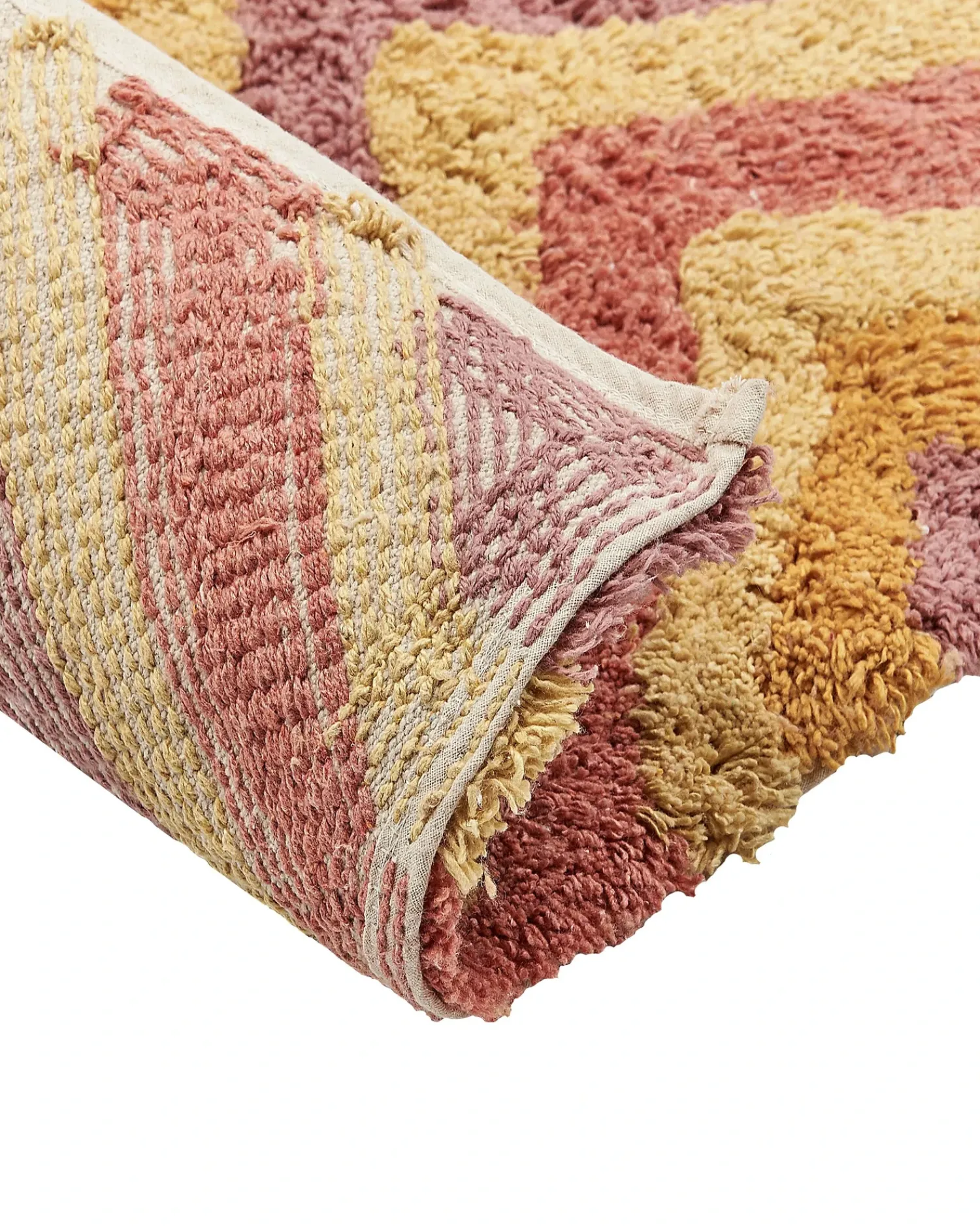 Sale Beliani Tappeto CANAKKALE Multicolore Cotone Giallo Rosso Viola Multicolore