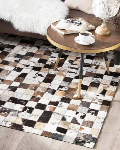 Best Beliani Tappeto CERLI Bianco 160 x 230 cm Pelle naturale Beige Bianco Grigio Marrone Nero Multicolore