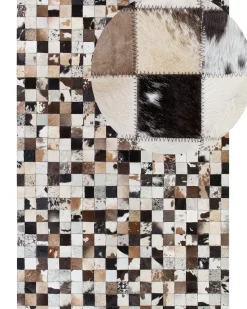 Best Beliani Tappeto CERLI Bianco 160 x 230 cm Pelle naturale Beige Bianco Grigio Marrone Nero Multicolore