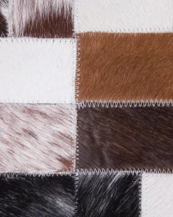 Discount Beliani Tappeto CESME Multicolore Pelle naturale Beige Grigio Marrone Nero Multicolore