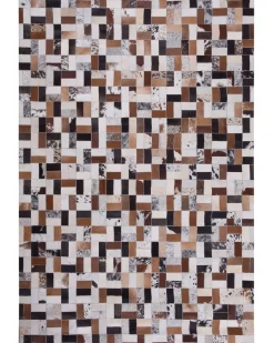 Discount Beliani Tappeto CESME Multicolore Pelle naturale Beige Grigio Marrone Nero Multicolore