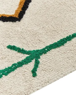 New Beliani Tappeto CETMI Beige 160 x 230 cm Cotone Beige Multicolore