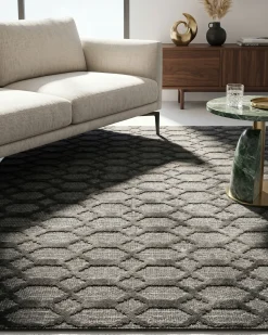 Sale Beliani Tappeto CIZRE Grigio scuro Viscosa Grigio Nero