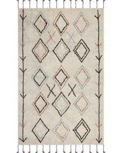 Hot Beliani Tappeto CORUM Beige Cotone Beige Blu Bordeaux Marrone Verde