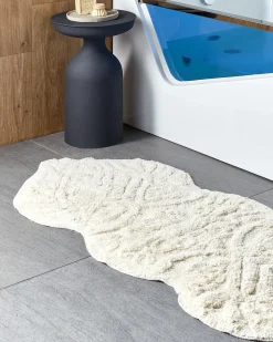 Outlet Beliani Tappeto da bagno CANBAR chiaro 150 x 60 cm Cotone Beige