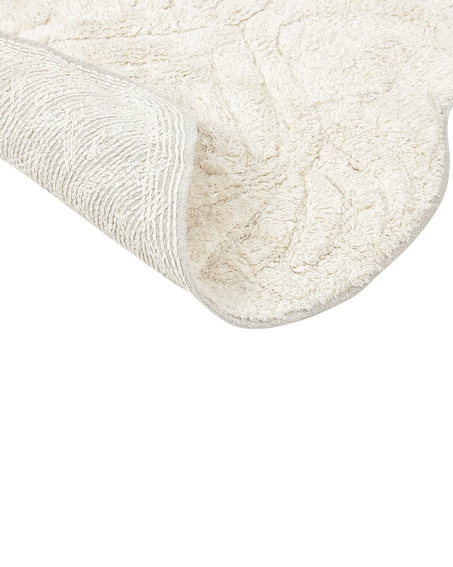Outlet Beliani Tappeto da bagno CANBAR chiaro 150 x 60 cm Cotone Beige