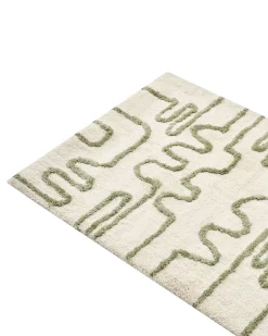 Outlet Beliani Tappeto da bagno DAHARL Beige 60 x 90 cm Beige Verde