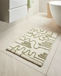 Outlet Beliani Tappeto da bagno DAHARL Beige 60 x 90 cm Beige Verde