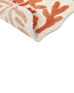 Outlet Beliani Tappeto da bagno DERIK Arancione 60 x 90 cm Cotone Beige Arancione