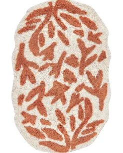 Outlet Beliani Tappeto da bagno DERIK Arancione 60 x 90 cm Cotone Beige Arancione