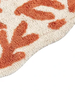 Outlet Beliani Tappeto da bagno DERIK Arancione 60 x 90 cm Cotone Beige Arancione