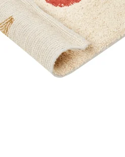 Discount Beliani Tappeto da bagno ESME Beige 50 x 80 cm Cotone Arancione Beige Giallo Rosso