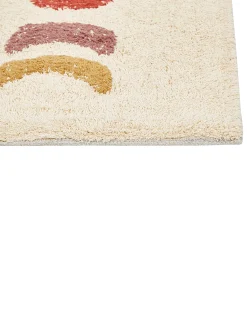 Discount Beliani Tappeto da bagno ESME Beige 50 x 80 cm Cotone Arancione Beige Giallo Rosso