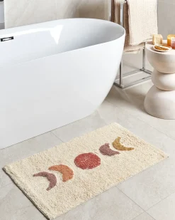 Discount Beliani Tappeto da bagno ESME Beige 50 x 80 cm Cotone Arancione Beige Giallo Rosso