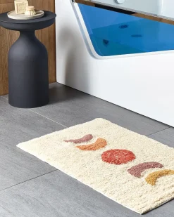 Discount Beliani Tappeto da bagno ESME Beige 50 x 80 cm Cotone Arancione Beige Giallo Rosso