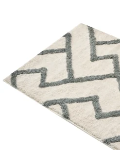 Beliani Tappeto da bagno GARHI Beige 60 x 90 cm Cotone Beige Grigio