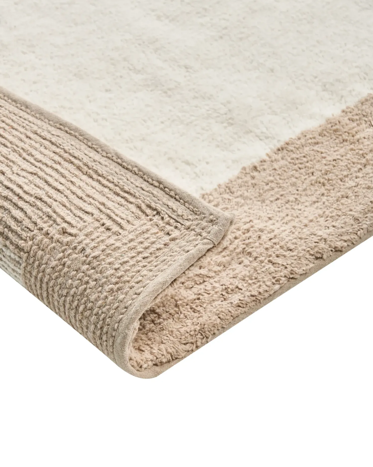 Sale Beliani Tappeto da bagno KABRI Marrone/Beige 60 x 90 cm Cotone Beige Marrone