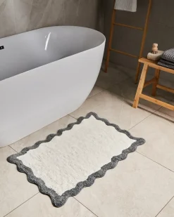 Hot Beliani Tappeto da bagno NANGAL Grigio/Beige 60 x 90 cm Cotone Beige Grigio