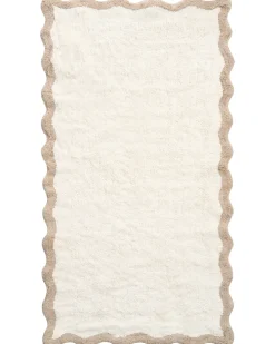 Outlet Beliani Tappeto da bagno NANGAL Marrone/Beige Cotone Beige Marrone