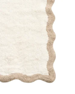 Outlet Beliani Tappeto da bagno NANGAL Marrone/Beige Cotone Beige Marrone