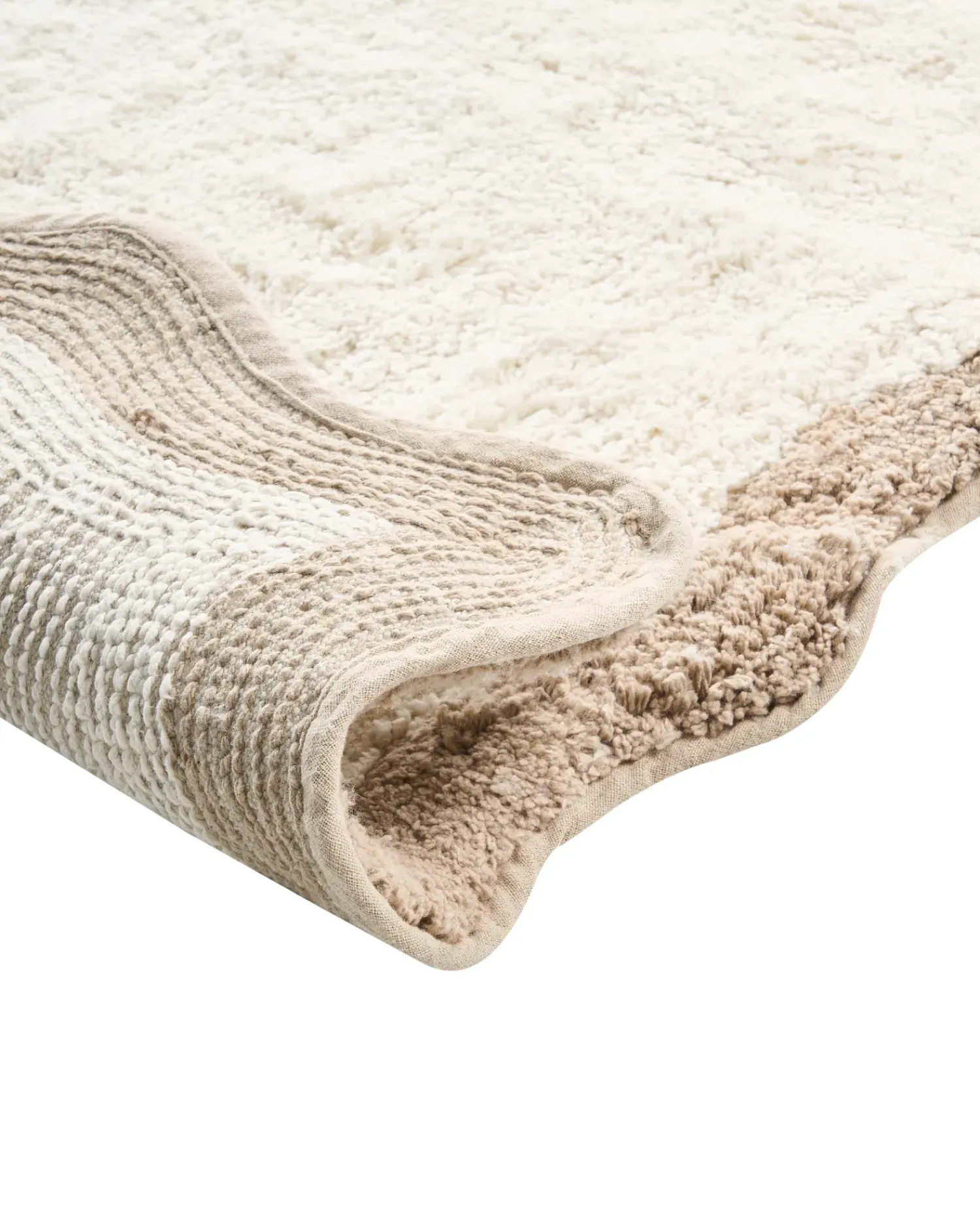 Outlet Beliani Tappeto da bagno NANGAL Marrone/Beige Cotone Beige Marrone