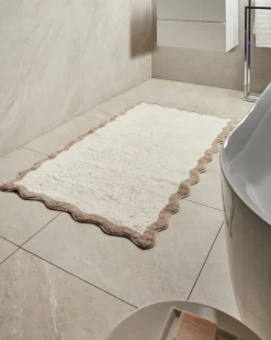 Outlet Beliani Tappeto da bagno NANGAL Marrone/Beige Cotone Beige Marrone